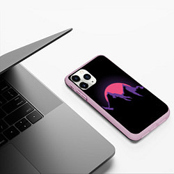 Чехол iPhone 11 Pro матовый Горы на фоне заката, цвет: 3D-розовый — фото 2