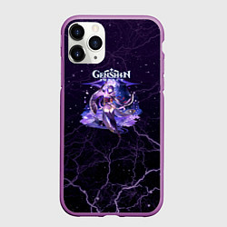 Чехол iPhone 11 Pro матовый Genshin Impact - Raiden Shogun, цвет: 3D-фиолетовый