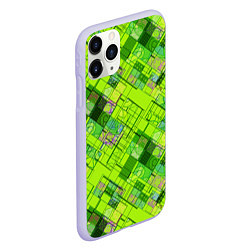 Чехол iPhone 11 Pro матовый Ярко-зеленый абстрактный узор, цвет: 3D-светло-сиреневый — фото 2