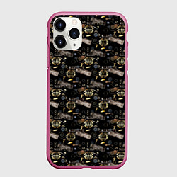 Чехол iPhone 11 Pro матовый Стимпанк Черный фон, цвет: 3D-малиновый