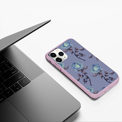 Чехол iPhone 11 Pro матовый Голубые розы, цвет: 3D-розовый — фото 2