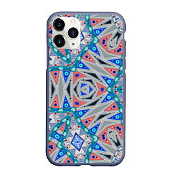 Чехол iPhone 11 Pro матовый Серо-синий абстрактный узор