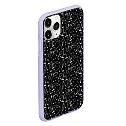 Чехол iPhone 11 Pro матовый Черно-белый спортивный узор, цвет: 3D-светло-сиреневый — фото 2