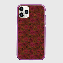 Чехол iPhone 11 Pro матовый Цветочный коричневый ретро, цвет: 3D-фиолетовый
