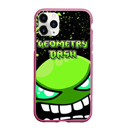 Чехол iPhone 11 Pro матовый Geometry Dash Green, цвет: 3D-малиновый
