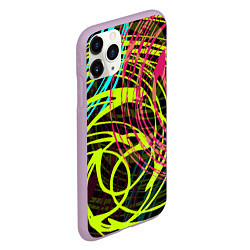 Чехол iPhone 11 Pro матовый Разноцветные спирали, цвет: 3D-сиреневый — фото 2