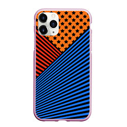Чехол iPhone 11 Pro матовый Комбинированный полосатый узор, цвет: 3D-розовый