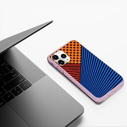 Чехол iPhone 11 Pro матовый Комбинированный полосатый узор, цвет: 3D-розовый — фото 2