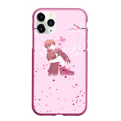 Чехол iPhone 11 Pro матовый Аниме Объятия Любовь Пара, цвет: 3D-малиновый
