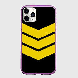 Чехол iPhone 11 Pro матовый Три полоски, цвет: 3D-фиолетовый