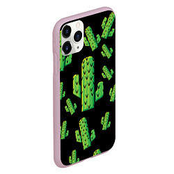 Чехол iPhone 11 Pro матовый Cactus Time - Веселые кактусы, цвет: 3D-розовый — фото 2