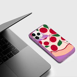 Чехол iPhone 11 Pro матовый Пицца и ломтик, цвет: 3D-фиолетовый — фото 2