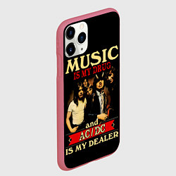 Чехол iPhone 11 Pro матовый MUSYC IS MY DRUG and ACDC IS MY DEALER, цвет: 3D-малиновый — фото 2