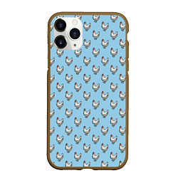 Чехол iPhone 11 Pro матовый Белая курочка паттерн, цвет: 3D-коричневый