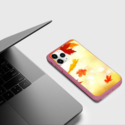 Чехол iPhone 11 Pro матовый ПАДАЮЩИЙ КЛЕН ОСЕННЯЯ Z, цвет: 3D-малиновый — фото 2