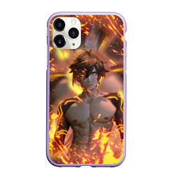 Чехол iPhone 11 Pro матовый Чжун Ли Jun Lee Genshin Impact, цвет: 3D-светло-сиреневый