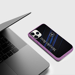 Чехол iPhone 11 Pro матовый MERCEDES LOGO NEON, цвет: 3D-фиолетовый — фото 2