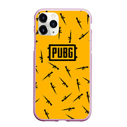 Чехол iPhone 11 Pro матовый PUBG АВТОМАТЫ ПАТТЕРН ЖЁЛТЫЙ, цвет: 3D-розовый