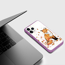 Чехол iPhone 11 Pro матовый ЛИСА В ЛИСТЬЯХ ОСЕННЕЕ НАСТРОЕНИЕ FOX IN THE FORES, цвет: 3D-фиолетовый — фото 2