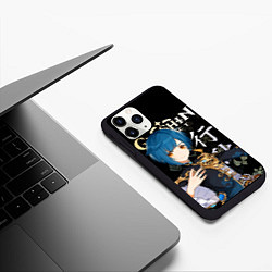 Чехол iPhone 11 Pro матовый Син Цю Genshin Impact, цвет: 3D-черный — фото 2