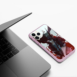 Чехол iPhone 11 Pro матовый Аста в режиме демона черный клевер, цвет: 3D-розовый — фото 2