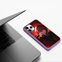 Чехол iPhone 11 Pro матовый Кадзуха в кленовых листьях, цвет: 3D-фиолетовый — фото 2