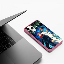 Чехол iPhone 11 Pro матовый Магическая битва, Итадори и Сукуна, цвет: 3D-малиновый — фото 2