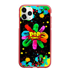 Чехол iPhone 11 Pro матовый Pop Tubes, поп трубка pop it, цвет: 3D-красный