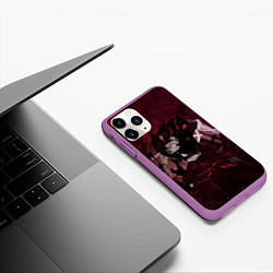 Чехол iPhone 11 Pro матовый Аста Черный клевер Red style, цвет: 3D-фиолетовый — фото 2