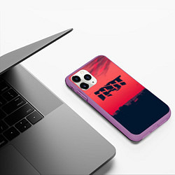 Чехол iPhone 11 Pro матовый ГРОТ ЛОГО НА ФОНЕ ЗАКАТА, цвет: 3D-фиолетовый — фото 2