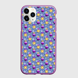 Чехол iPhone 11 Pro матовый Новогодние Ёлочные Украшения, цвет: 3D-фиолетовый