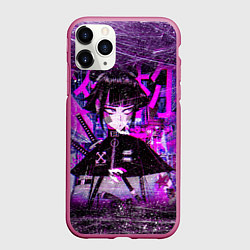 Чехол iPhone 11 Pro матовый Cyberpunk Samurai Anime, цвет: 3D-малиновый