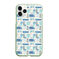 Чехол iPhone 11 Pro матовый Зимний Дизайн, цвет: 3D-салатовый