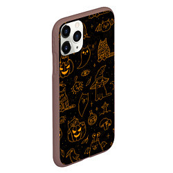 Чехол iPhone 11 Pro матовый ХЕЛЛОУИН ПАТТЕРН КОТИКИ HALLOWEEN KITTY, цвет: 3D-коричневый — фото 2