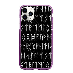 Чехол iPhone 11 Pro матовый СЛАВЯНСКИЕ СКАНДИНАВСКИЕ РУНЫ РУНИЧЕСКИЙ АЛФАВИТ, цвет: 3D-фиолетовый