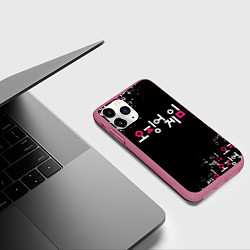 Чехол iPhone 11 Pro матовый Игра в кальмара: Логотип, цвет: 3D-малиновый — фото 2