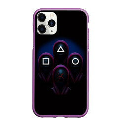 Чехол iPhone 11 Pro матовый Игра в кальмара: Фигуры, цвет: 3D-фиолетовый