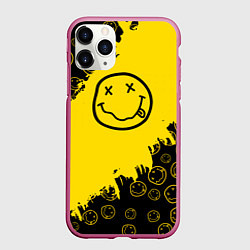 Чехол iPhone 11 Pro матовый Nirvana Smile Нирвана Рваный Паттерн, цвет: 3D-малиновый
