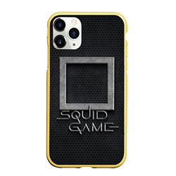 Чехол iPhone 11 Pro матовый ИГРА В КАЛЬМАРА СИМВОЛ КВАДРАТ SQUID GAME, цвет: 3D-желтый