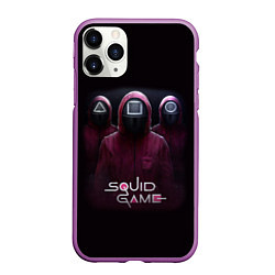 Чехол iPhone 11 Pro матовый SQUID GAME ИГРА В КАЛЬМАРА СОТРУДНИКИ, цвет: 3D-фиолетовый