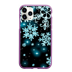 Чехол iPhone 11 Pro матовый Космические снежинки, цвет: 3D-фиолетовый