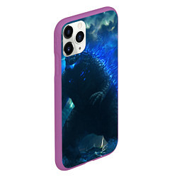 Чехол iPhone 11 Pro матовый ГОДЗИЛЛА В МОРЕ, цвет: 3D-фиолетовый — фото 2