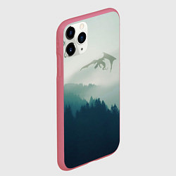 Чехол iPhone 11 Pro матовый ДРАКОНЫ НАД ЛЕСОМ DRAGON, цвет: 3D-малиновый — фото 2