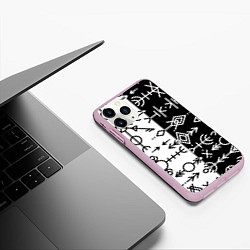 Чехол iPhone 11 Pro матовый ДРЕВНИЕ СЛАВЯНСКИЕ РУНЫ, цвет: 3D-розовый — фото 2