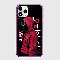 Чехол iPhone 11 Pro матовый ИГРА В КАЛЬМАРА, СТРАЖ КРУГ БИНАРНЫЙ КОД, цвет: 3D-фиолетовый