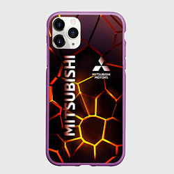 Чехол iPhone 11 Pro матовый Митсубиси подсветка 3D плит, цвет: 3D-фиолетовый