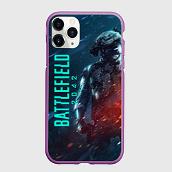 Чехол iPhone 11 Pro матовый BATTLEFIELD 2042 SOLDIER WARS, цвет: 3D-фиолетовый