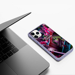 Чехол iPhone 11 Pro матовый Игра в кальмара лестница лого можно убрать, цвет: 3D-светло-сиреневый — фото 2