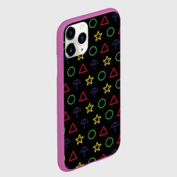 Чехол iPhone 11 Pro матовый ИГРА В КАЛЬМАРА, ФИГУРКИ ИГРЫ, ПЕЧЕНЬЕ, цвет: 3D-фиолетовый — фото 2