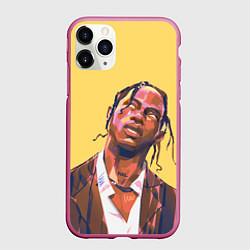 Чехол iPhone 11 Pro матовый Travis art, цвет: 3D-малиновый